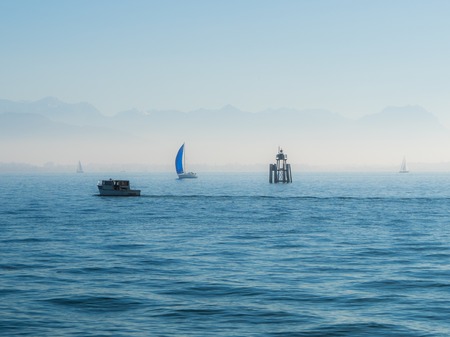 Small boats at lake constanceの写真素材