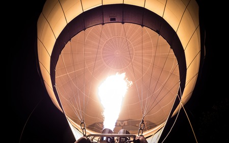 baloon getting heated with flamesの写真素材