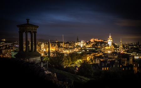 edinburgh city seen from carlton hillの写真素材