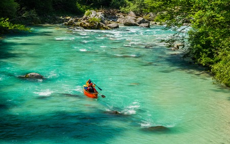 The River Soca in Sloveniaの写真素材