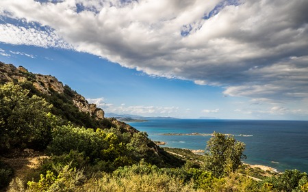 landscape on sardinia with dramatic skyの写真素材