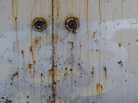 details of a rusty iron locker