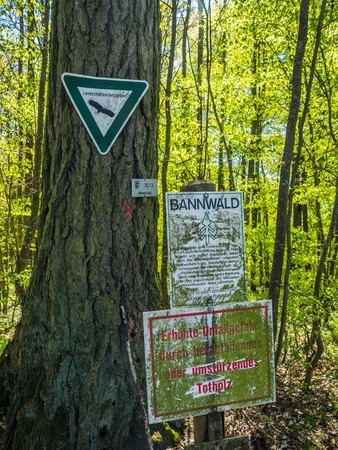 BLAUBEUREN, GERMANY, May 05 2017, German Sign "Bannwald"のeditorial素材