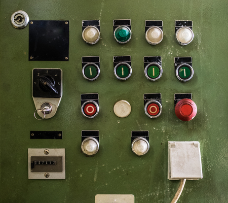 control panel with several unlabeled buttonsの写真素材