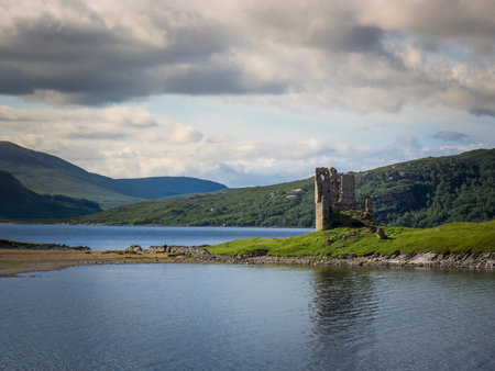 Ardvreck Castle, Loch Assynt, Scotlandの写真素材