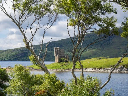 Ardvreck Castle, Loch Assynt, Scotlandの写真素材