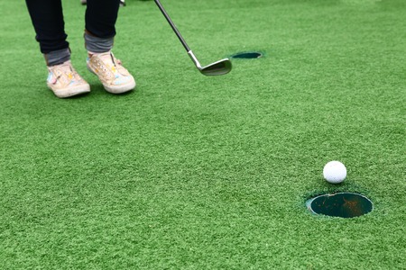 golf game  for kids in country clubの写真素材