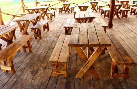 peasant wooden country style outdoor cafe summer photoの写真素材