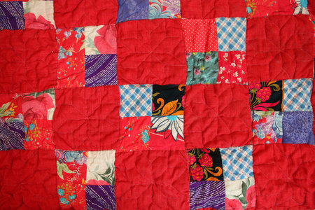 patchwork quilt in the village interior
