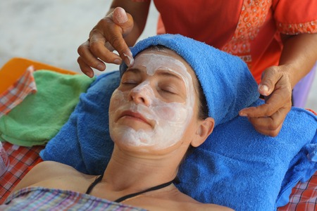 oil aroma cream face asian massage on the thailand seacostの写真素材