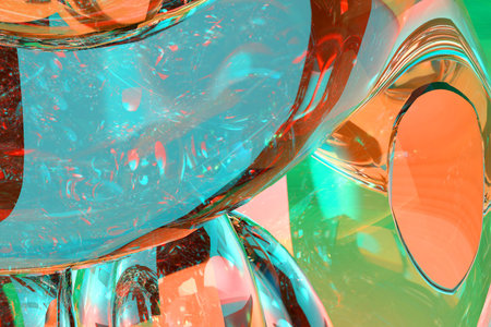 3d illustration abstract glass background texture with color reflection fire and gold blickの写真素材