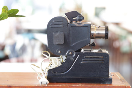 old retro filmpscope close up photo on cafe background