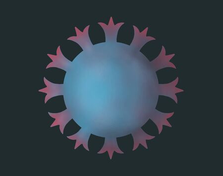 illustration of coronavirus closeup on black backgroundの写真素材