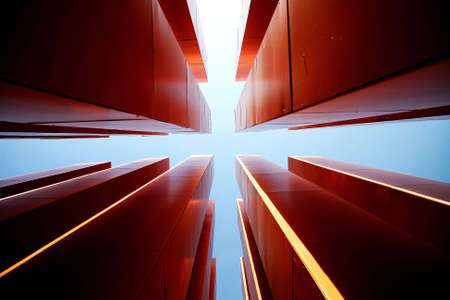 An image of a modern red sculptureの写真素材