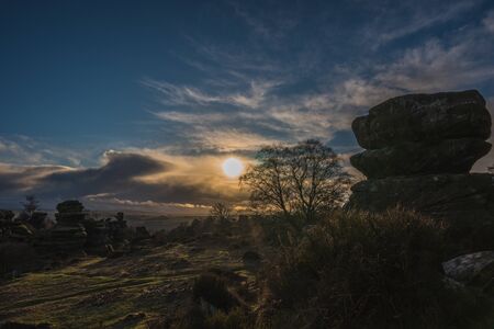 Brimham Rocks National Park in North Yorkshire England on a Sunny Dayの写真素材