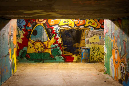 Grafitti in an underground footpathのeditorial素材