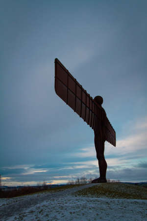 The Angel of the North statue on the A1 motorway in Englandのeditorial素材