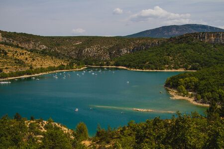Gorge du Verdon lake in the South of Franceの写真素材