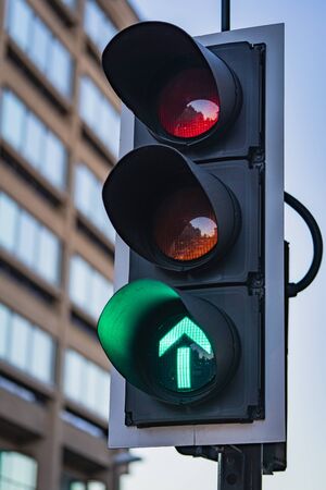A Close-up of a UK Traffic Lightの写真素材
