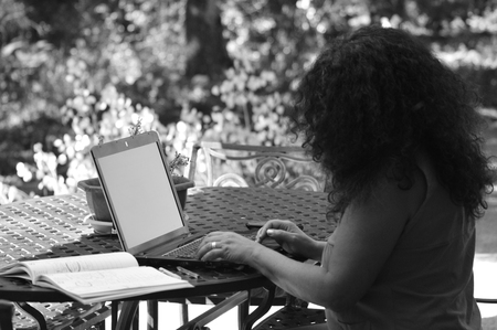 A Beautiful Woman on Laptopの写真素材