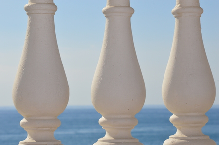 Zoom on a terrace on the mediterranean seaの写真素材