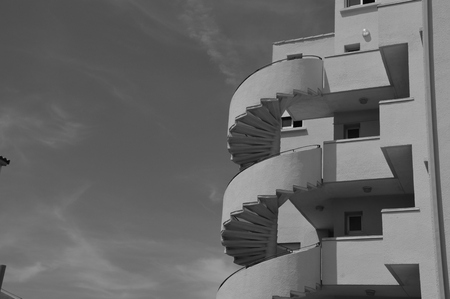 Zoom on a spiral staircaseの写真素材
