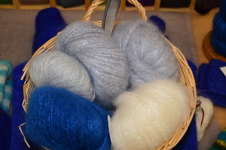 Multicolored wool for knittingの写真素材