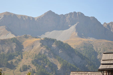 Zoom on the mountains between France and Italyの写真素材