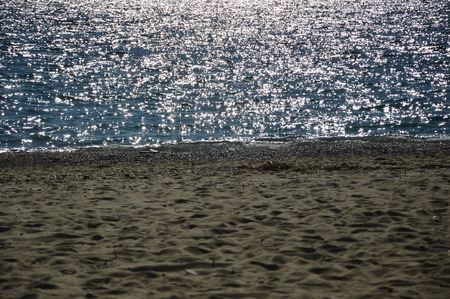 Zoom on the beach from the mediterranean seaの写真素材