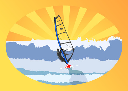 Windsurfer in sunshineのイラスト素材