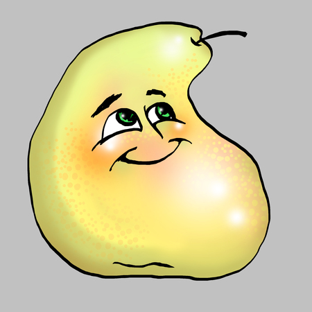 Pear smiles on gray backgroundの写真素材
