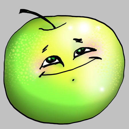 Apple smiles on gray backgroundの写真素材