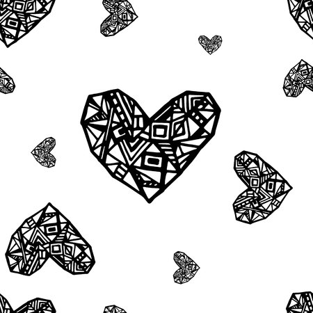 Abstract black heart on white seamless backgroundの写真素材