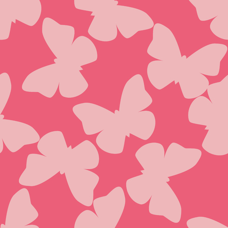 seamless pattern with light pink random butterflies on pink background. Vintage design for wrapping, textile, fabric, invitation, greeting, wedding cards, websitesのイラスト素材