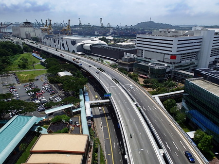 West coast highway, Keppel Viaduct, Singaporeのeditorial素材