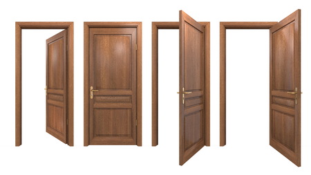 Collection of isolated wooden doorsの写真素材