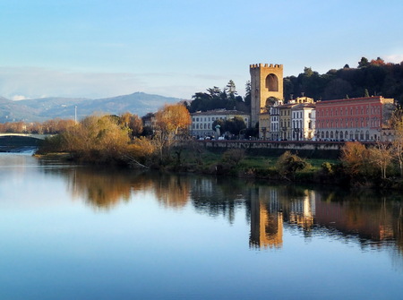 Porta San Niccolo, St. Nicholas Gate, Florence, Arno, Italyの写真素材