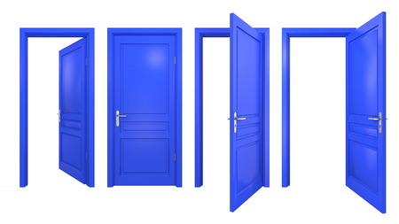 Collection of isolated blue doorsの写真素材