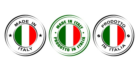 Round label "Made in Italy" with flagのイラスト素材