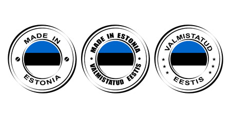 Round label "Made in Estonia" with flagのイラスト素材