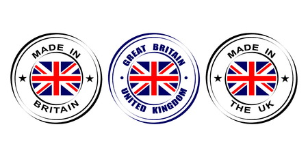 Round label "Made in Great Britain, United kingdom" with flagのイラスト素材