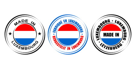 Round label "Made in Luxembourg" with flagのイラスト素材