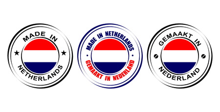 Round label "Made in Netherlands" with flagのイラスト素材