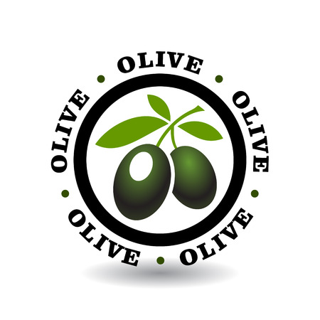 Simple round logotype with olive symbolのイラスト素材
