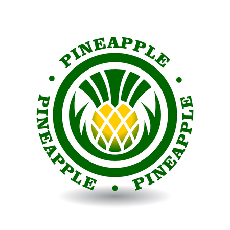 Simple round logotype with pineapple symbolのイラスト素材
