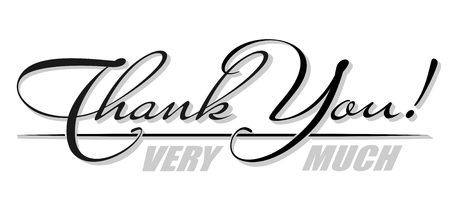 Handwritten isolated text "Thank You" with shadow. Hand drawn calligraphy letteringのイラスト素材