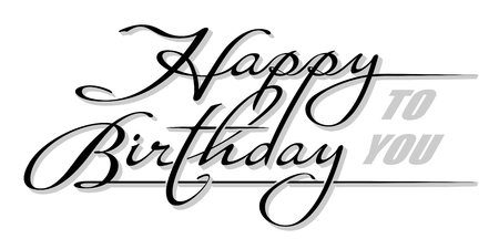 Underscore handwritten text Happy Birthday with shadow. Hand drawn calligraphy lettering with copy spaceのイラスト素材