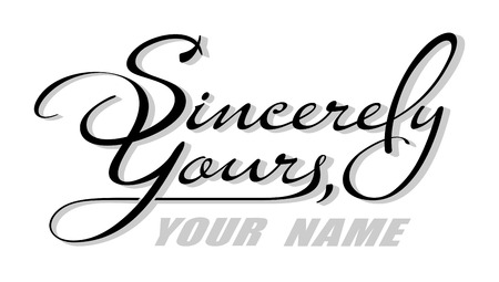 Underscore handwritten text Sincerely Yours with shadow. Hand drawn calligraphy lettering with copy spaceのイラスト素材