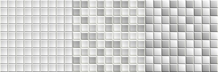 Set of seamless black-and-white mosaic tiles textures. Grayscale vector backgroundのイラスト素材