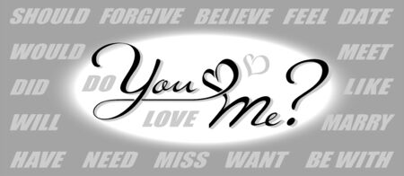 Hand drawn calligraphy lettering with copy space. Vector constructor of questions: Do you love me? Will you marry me? Did you miss me?のイラスト素材